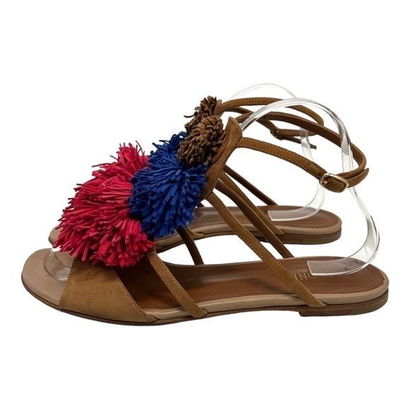 Malone Souliers Shoes - Malone Souliers Leather Pom Pom Colorful Casual Sandals Women’s 38.5
